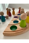 1 Yaş 12'li Waldorf Gökkuşağı Peg Bebek Tabla Seti Peg Bebek Renk Eşleştirme Ahşap Oyuncak thumbnail 4