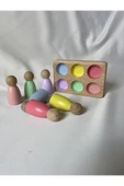 7'li Waldorf Gökkuşağı, Yıldız Kule, Peg Bebek Tabla Seti, Waldorf Eğitsel Ahşap Oyuncak Jumbo Set thumbnail 4
