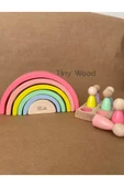 İsme Özel Waldorf 6 Parçalı Gökkuşağı ve 6’lı Peg Bebek Tabla Seti – Eğitici Ahşap Oyuncak - 1