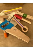 İsme Özel Renkli Ahşap Oyuncak Tamir Seti – Doğal Masif Montessori Oyuncak thumbnail 1