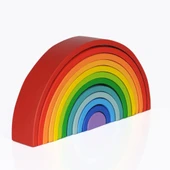 Waldorf Gökkuşağı 12 Li Ahşap Oyuncak -eğitsel Açık Uçlu Oyuncak Orta Boy thumbnail 1