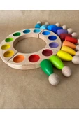 1 Yaş 12'li Waldorf Gökkuşağı Peg Bebek Tabla Seti Peg Bebek Renk Eşleştirme Ahşap Oyuncak Yuvarlak - 5