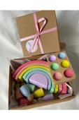 Waldorf 6 Parçalı Gökkuşağı, 6 Lı Peg Bebek Tabla Seti Pastel Renk Eşleştirme - 3