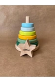 İsme Özel Ahşap Yıldız Halka Kule | Montessori Eğitici Oyuncak & Dekoratif Ahşap Hanoi - 2