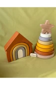 Waldorf Gökkuşağı Ev Ve Ahşap Yıldız Kule Renkli Doğal Ahşap Eğitici Bebek Çocuk Oyuncak Seti - 4