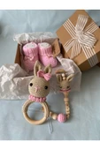Organik Yeni Doğan Bebek İsimli Emzik Askısı Hediye Seti, Yenidoğan Hoşgeldin Bebek Hediye Kutusu - 4