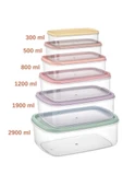 6’lı İç içe Geçen Kapaklı Saklama Kabı Seti, Buzdolabı Piknik Ofis Pratik Saklama Kutusu 6’lı Set thumbnail 2
