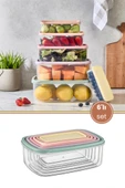 6’lı İç içe Geçen Kapaklı Saklama Kabı Seti, Buzdolabı Piknik Ofis Pratik Saklama Kutusu 6’lı Set thumbnail 1