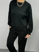 Kadın Uzun Kollu Bisiklet Yaka Viskon Iki Iplik Bluz Ve Pantolon Ikili Takım thumbnail 3