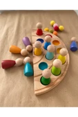 1 Yaş 12'li Waldorf Gökkuşağı Peg Bebek Tabla Seti Peg Bebek Renk Eşleştirme Ahşap Oyuncak thumbnail 1