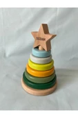İsme Özel Ahşap Yıldız Halka Kule | Montessori Eğitici Oyuncak & Dekoratif Ahşap Hanoi - 5