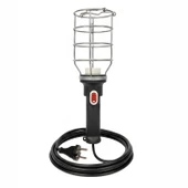 Siyah 15 mt Plastik Saplı Metal Koruma Kafesli Kablolu E27 Standart Duy Seyyar El Lambası thumbnail 1