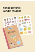 Çizgili Stickerli Kraft Kapak Defter Mor 18,5*26 50 Yp. - 5