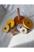 Waldorf Yıldız Kule Ahşap Yıldız Kule Kahve Pastel Renk Ekolojik Oyuncak - 4