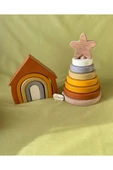 Waldorf Gökkuşağı Ev Ve Ahşap Yıldız Kule Renkli Doğal Ahşap Eğitici Bebek Çocuk Oyuncak Seti - 3