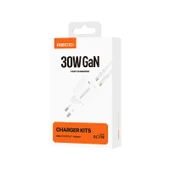 Recci RC77E GaN Teknolojili Hızlı Şarj Başlığı Type-C to Type-C PD 30W Kablolu Şarj Seti - 5