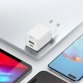 Recci RC107E Type-C PD & USB-A GaN Teknolojili Hızlı Şarj Başlığı 30W - 9