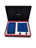 Brianze Gece Mavisi Kravat Mendil Ve Kol Düğmesi Kutulu Set - 1