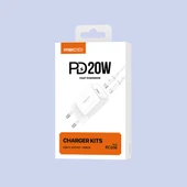 Recci RC65E Hızlı Şarj Başlığı Type-C to Lightning PD 20W Kablolu Şarj Seti - 10