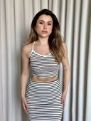 Çizgili etek crop takım thumbnail 4