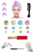 Tüm Vücut Tam Set Kokulu Renkli Nem Bombası Saç Bone Tırnak Makası Törpü Topuk Törpü Kese Tarak Set thumbnail 1