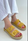 Loera Sarı Nubuk Çift Tokalı Terlik thumbnail 9