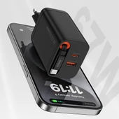 Recci RC103E GaN Teknolojili Hızlı Şarj Başlığı USB-A to Type-C PD 67W Type-C Kablolu Şarj Seti - 7