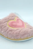 Kadın Pembe Kalpli Kışlık Ev Terliği - 3