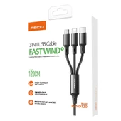 Recci RCS-D120 Fast Wind Serisi 3in1 USB-A to Lightning – Type-C – Micro Şarj ve Data Kablosu 1.2M - 9