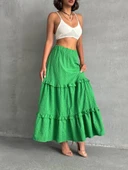 Fırfırlı brodeli astarlı uzun etek yeşil s255047 thumbnail 1