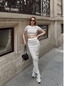 Çizgili etekli takım beyaz s3609 thumbnail 4