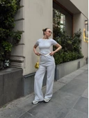 Düğme yakalı gri alt üst takım s3943 thumbnail 6