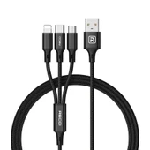 Recci RCS-D120 Fast Wind Serisi 3in1 USB-A to Lightning – Type-C – Micro Şarj ve Data Kablosu 1.2M - 11