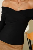 Madonna Çapraz Yaka Bluz Siyah thumbnail 8