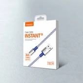 Recci RTC-N33C Instant Serisi USB-A to Type-C 3A Hızlı Şarj Özellikli Şarj ve Data Kablosu 2M - 6