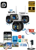Ventus ES-5804 8MP 4 Kameralı Wifi  16X Zoom HiEasy Gece Görüş Çift Yönlü Ses Uzaktan İzleme Kişi Takibi Türkçe - 1