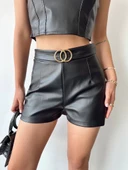 Tokalı deri şort siyah s24444 thumbnail 6