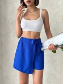 Fiyonklu şort etek saks s255021 thumbnail 15