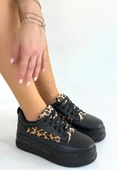 Lorrin Siyah Cilt Leopar Detaylı Bağcıklı Spor Ayakkabı thumbnail 7