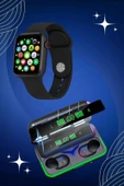 Ucuz ve Kaliteli Kulaklıklı Saat Seti Bluetooth Bağlantılı Akıllı Saat ve Kulaklık thumbnail 3