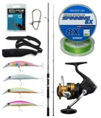 Yek Outdoor Spin Olta Seti Shimano Kamış FX XT Spinning Moderate Fast 2,10m 14-40g 2pc&Shimano Makina FX 2500 FC HG - 1