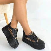 Lorrin Siyah Cilt Leopar Detaylı Bağcıklı Spor Ayakkabı thumbnail 16