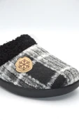 Erkek Siyah Kare Desenli Kışlık Keçe Ev Terliği - 3