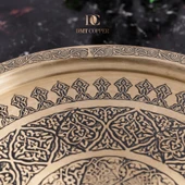 DMT Gaziantep Sarı Bakır 35 cm Osmanlı El İşi Sunum Gold tepsi Kına tepsisi 35 cm thumbnail 5