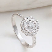 Gümüş Zirkon Taşlı Çiçek Kadın Yüzük thumbnail 1