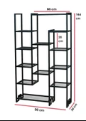 DEKORATİF SİYAH METAL KİTAPLIK 12 RAFLI ÜNİTE ÇOK AMAÇLI STAND SALON VE ÇALIŞMA ODASI DÜZENLEYİCİ thumbnail 5