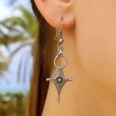 Geometrik Şekilli Kadın Küpe Çift Adet Gümüş Kaplama El Yapımı Küpe thumbnail 1