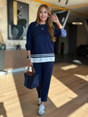 Kadın Uzun Kollu Bisiklet Yaka Ribana Detay Sweat Ve Pantolon Ikili Takım thumbnail 1