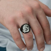 Gümüş Aslan Kafası Figürlü Erkek Yüzük - 5