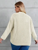 Kadın Beş Düğme Büyük Beden Triko Hırka - 3